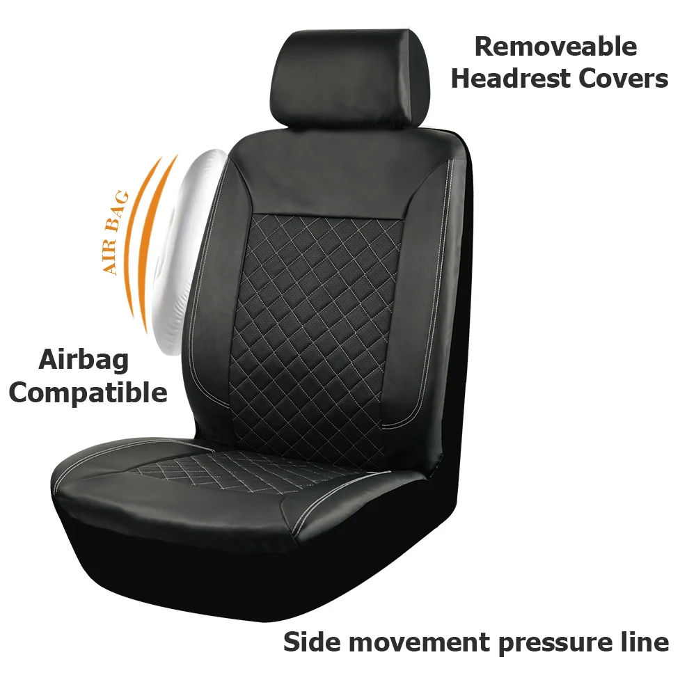 AUTO PLUS Universal Stepp Nähte Design PU Leder Auto Sitzbezüge Mit Airbag Kompatibel Hinten Sitz Split Luxus Stil – Detail 7