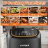 VAVSEA 10-in-1 Air Fryer with Clear Window, 1600W Hot Airfryer Oven with Digital LED Touch Screen, and Non-Stick Basket,6.5QT, 2