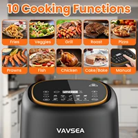 VAVSEA 10-in-1 Air Fryer with Clear Window, 1600W Hot Airfryer Oven with Digital LED Touch Screen, and Non-Stick Basket,6.5QT, 2
