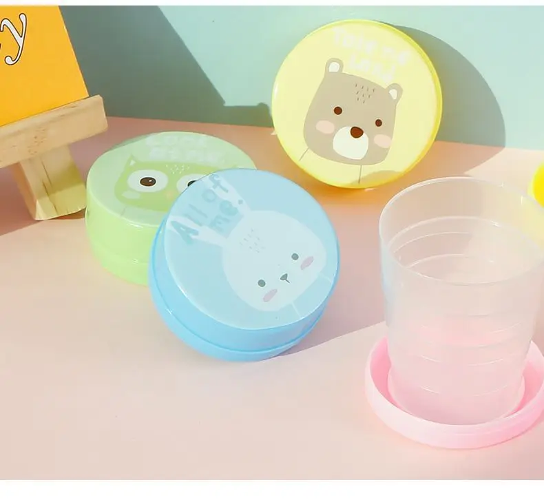 Foldable water cup and mouthwash cup in compact portable design.