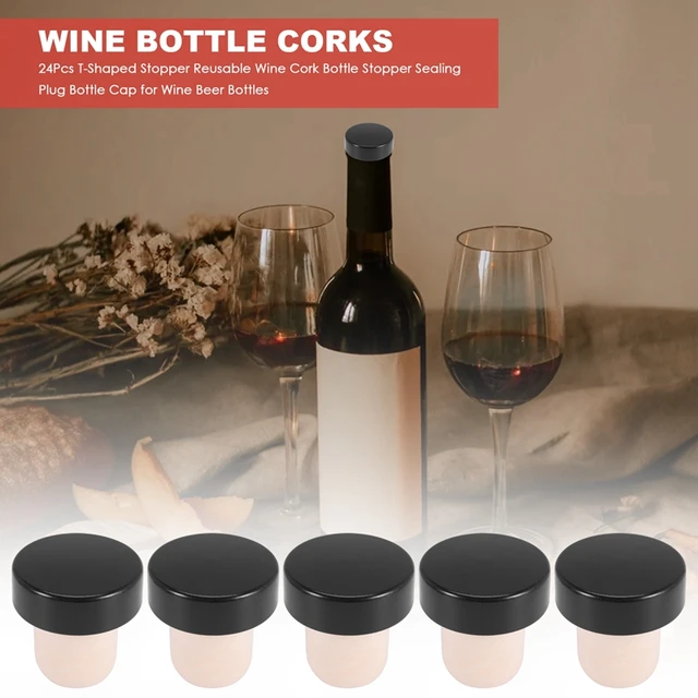 Bouchon en forme de T réutilisable pour bouteille de vin et de bière, liège,  noir, HI - AliExpress