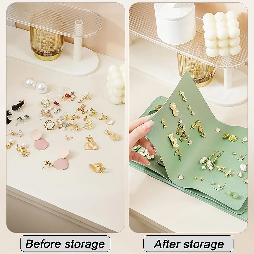 1Pc Ear Stud Holder Album Elegant PU Earring Display Cases PU Earrings Display Bag Portable PU Earring Cases for Travel Home