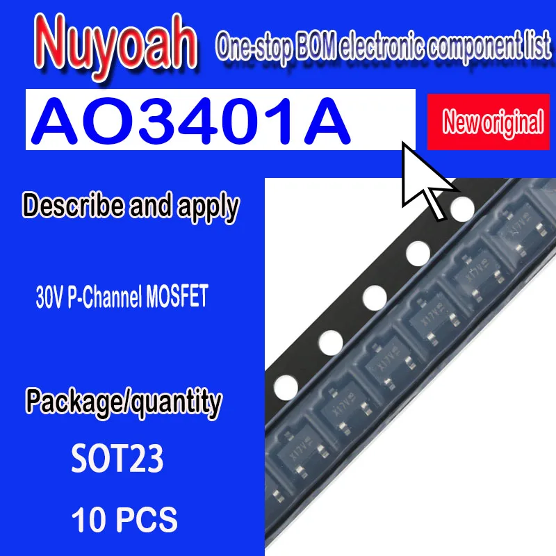 새로운 오리지널 스팟 AO3401A SOT 23 P 채널 30V 4A SMD MOSFET 전계 효과 튜브, 30V P 채널 ...