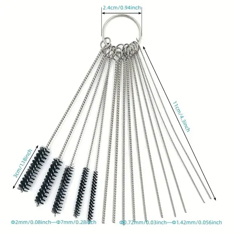 15pcs Carburetor Cleaning Brush Set Carburetor Carbon Dirt Jet Cleaner Tool Kit Car Cleaning Brush 10 Cleaning Needles 5 Brushes 6