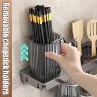 KYCOR-porte-couteau multifonctionnel mural-étagère pliante pour la cuisine, comprend un tube de baguettes et un rangement de coupe 2