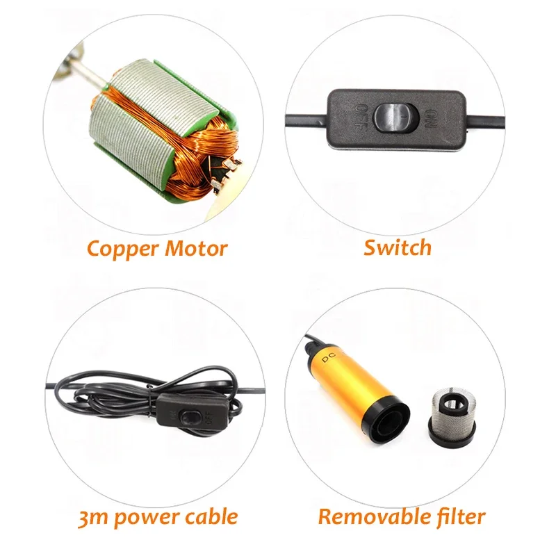 12V 24V Mini Car Oil Pump Submersible