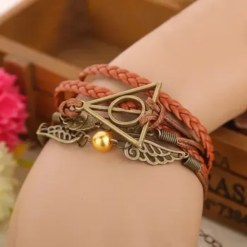 위시 필름 TV 시리즈 해리 포터 날개 달린 가죽 로프, 다용도 남성 여성 팔찌 액세서리, 달콤한 스타일, 기하학적 삼각형 상품 이미지