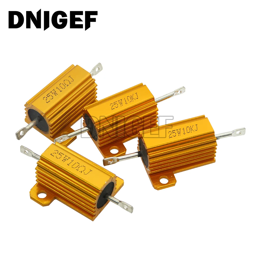 1pcs 25W Aluminum Power Metal Shell Case Wirewound Resistor 0.5-10K ohm