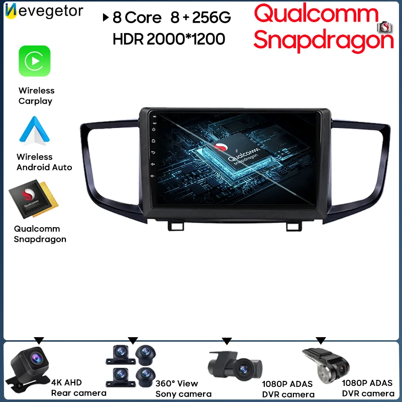 

Qualcomm Snapdragon Android For Honda Pilot 2016 2017 2018 2019 Carplay 5G WIFI GPS Navigation BT NO 2din DVD Androidauto