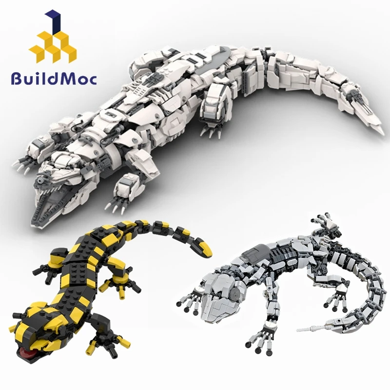 Buildmoc Coccodrillo Meccanico Geckoed-10 Animali Robot Fire Salamander Modello Building Blocks Monster Brick Toys For Kids Gifts