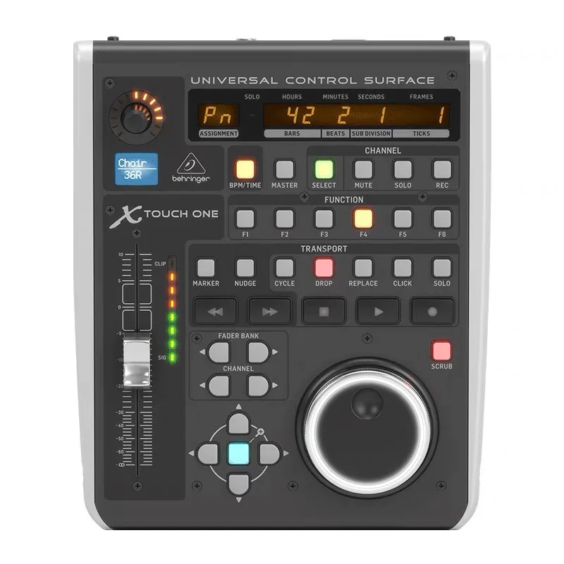 터치 감응식 모터 페이더와 LCD 스크리블 스트립을 갖춘 범용 컨트롤 표면 BEHRINGER X-TOUCH ONE