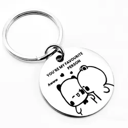 Love Bear Stainless Steel Keychain - Perfect Gift for Couples, Fashionable and Elegant Pendant Accessory (K - Bubu Dudu - 2)