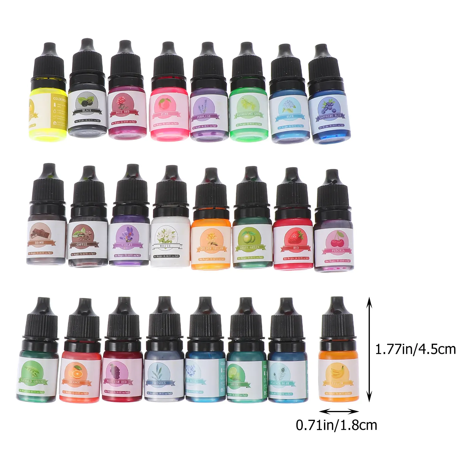 24Pcs 5Ml 무독성 액체 수지 염료 착색제 세트 DIY 에폭시 프로젝트 네일 아트 폴리머 클레이 쥬얼리 만들기 공예 장식