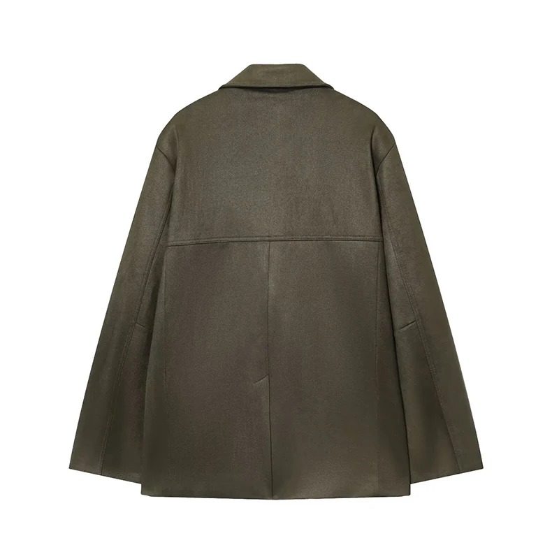 2025 Vintage Women's Faux Suede Blazer Jacket Single-breasted Blazers Autumn Winter Casual Coat Female Loose New Outerwear