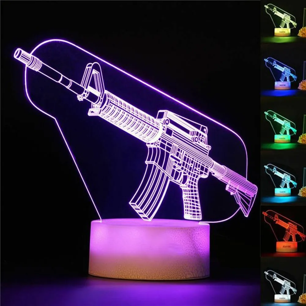 Lampe 3D Gaming Rifle | Veilleuse LED RGB 2