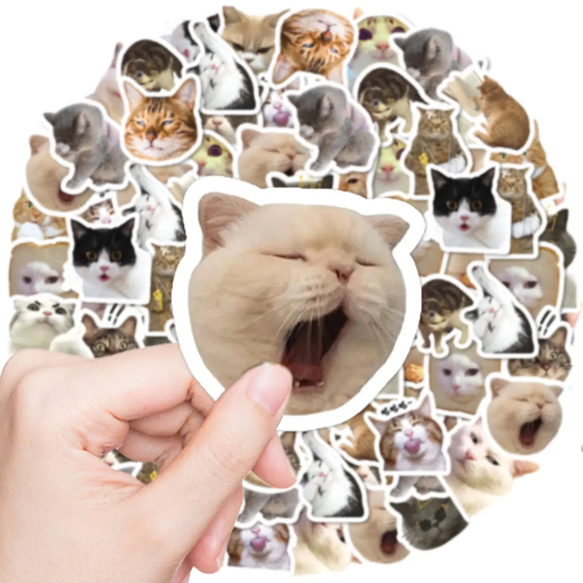 cartoon stickers 46 PCS Cartoon Cute Animal Society Mischievous Expression Cat Student DIY Stationery Laptops Decoration Stickers