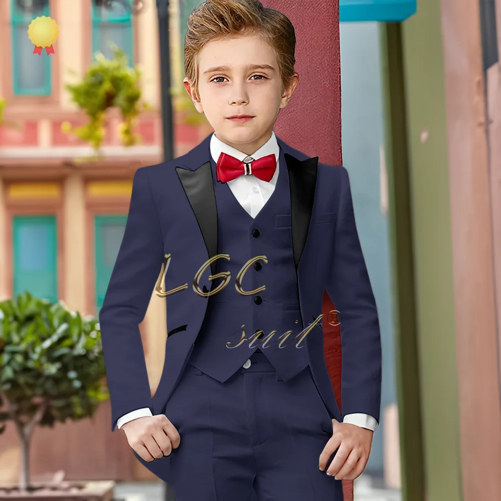 Boy's shawl collar tuxedo 3-piece set (jacket + vest + trousers) wedding party event celebration tuxedo suit