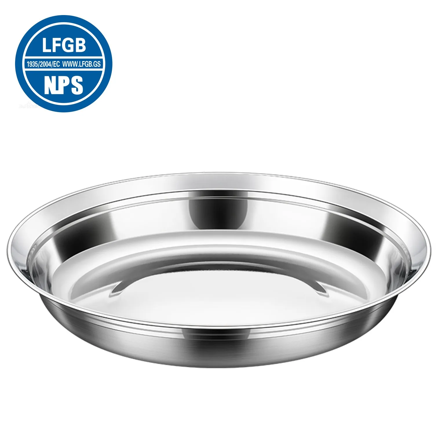 LFGB Certificated 316L Stainless Steel Plate 99.9% Anti-bacterial Fall Resistant 14~26cm Course Dish for Family Daily Dining