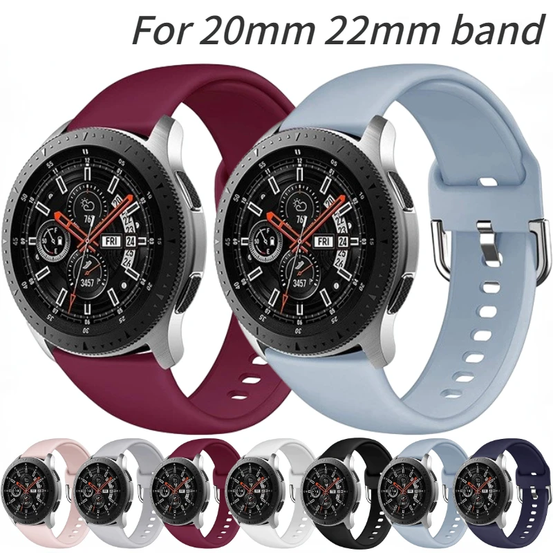 

20mm 22mm Silicone Strap For Samsung Galaxy Watch 3 Active 42mm 46mm/Gear S3 Men/Women Bracelet Wristband Huawei Watch 46mm 42mm