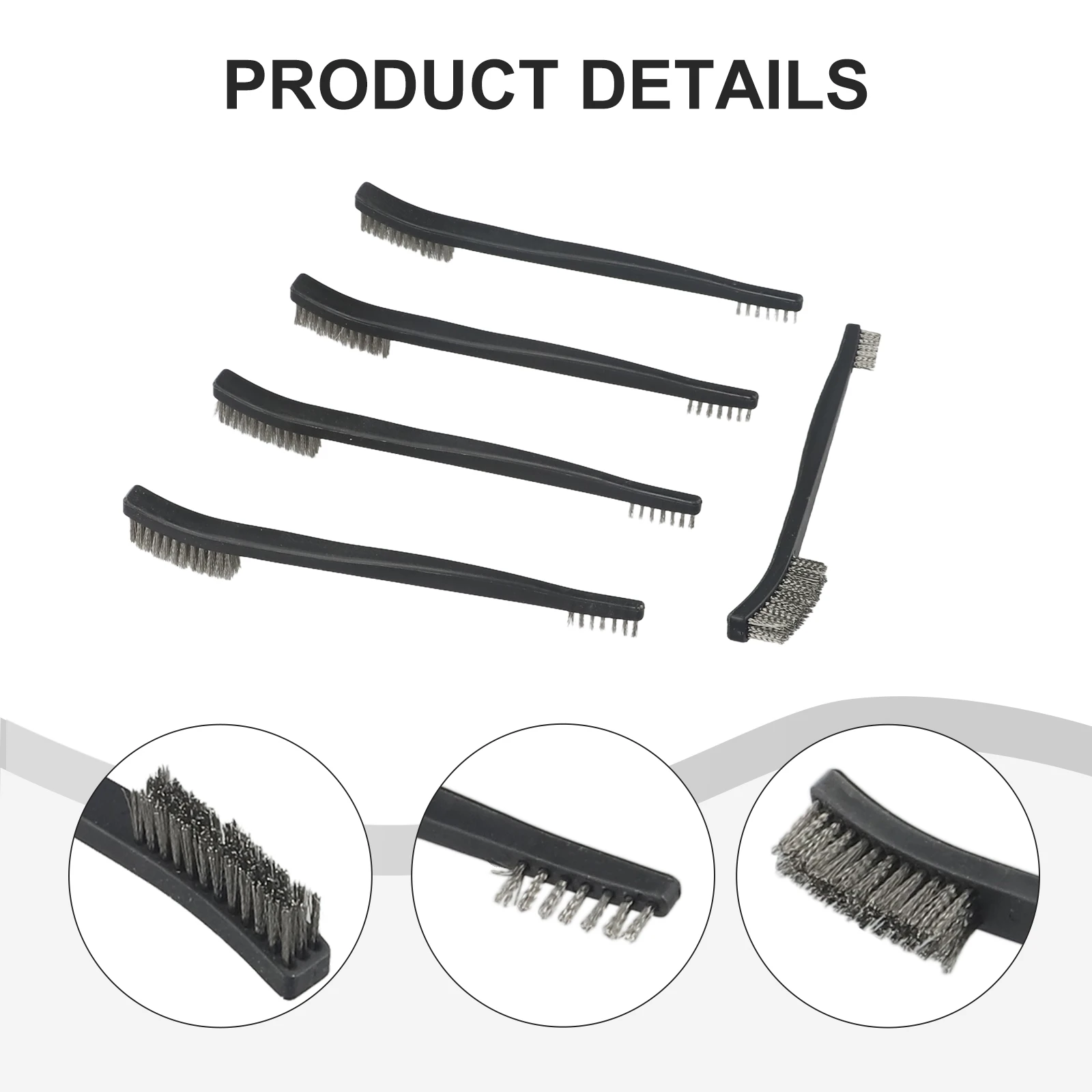 5pcs Double Head Wire Brush Set Steel Wire/Copper Wire/Nylon Cleaning Toothbrush Detail Metal Rust Brush Polishing Cleaning Tool
