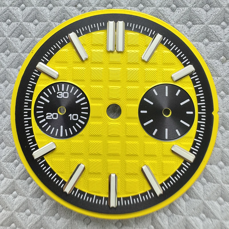 30,5 mm kein Logo Vk64 Zifferblatt 2 Augen Gitter Dual Scale grün leuchtendes Zifferblatt neues Tagebuch Zifferblatt für VK64 Uhrwerk modifizierte Reparatur – Detail 6