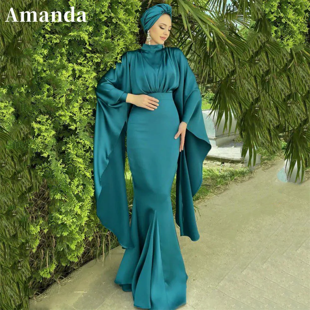 

Amanda Elegant Cape Vestidos De Noche Two Piece Set Mermaid Prom Dress 2023 Grace Satin Trumpet فساتين مناسبة رسمية