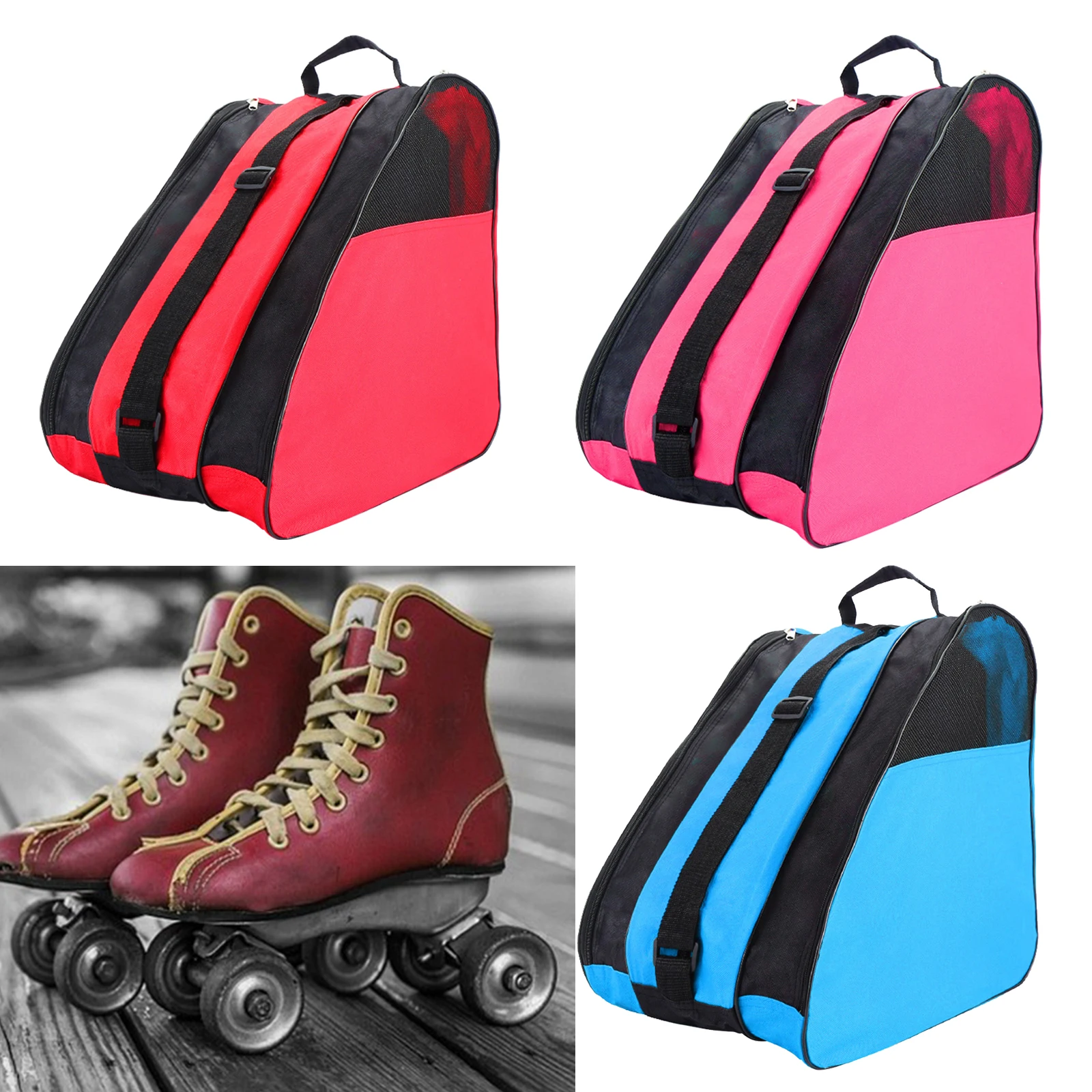 3 Layers Breathable Skate Carry Bag Case Skating Sholder Bag for Kids Roller Skates Inline Skates Ice Skates Accessories