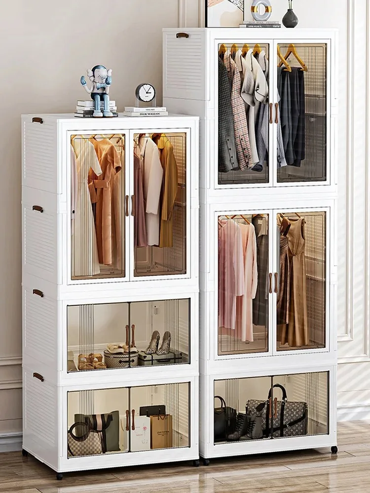 

Large Folding Wardrobe Transparent Thickening Clothes Organizer Box Assembly Wardrobe Folding Storage Cabinet Storage Locker Bin