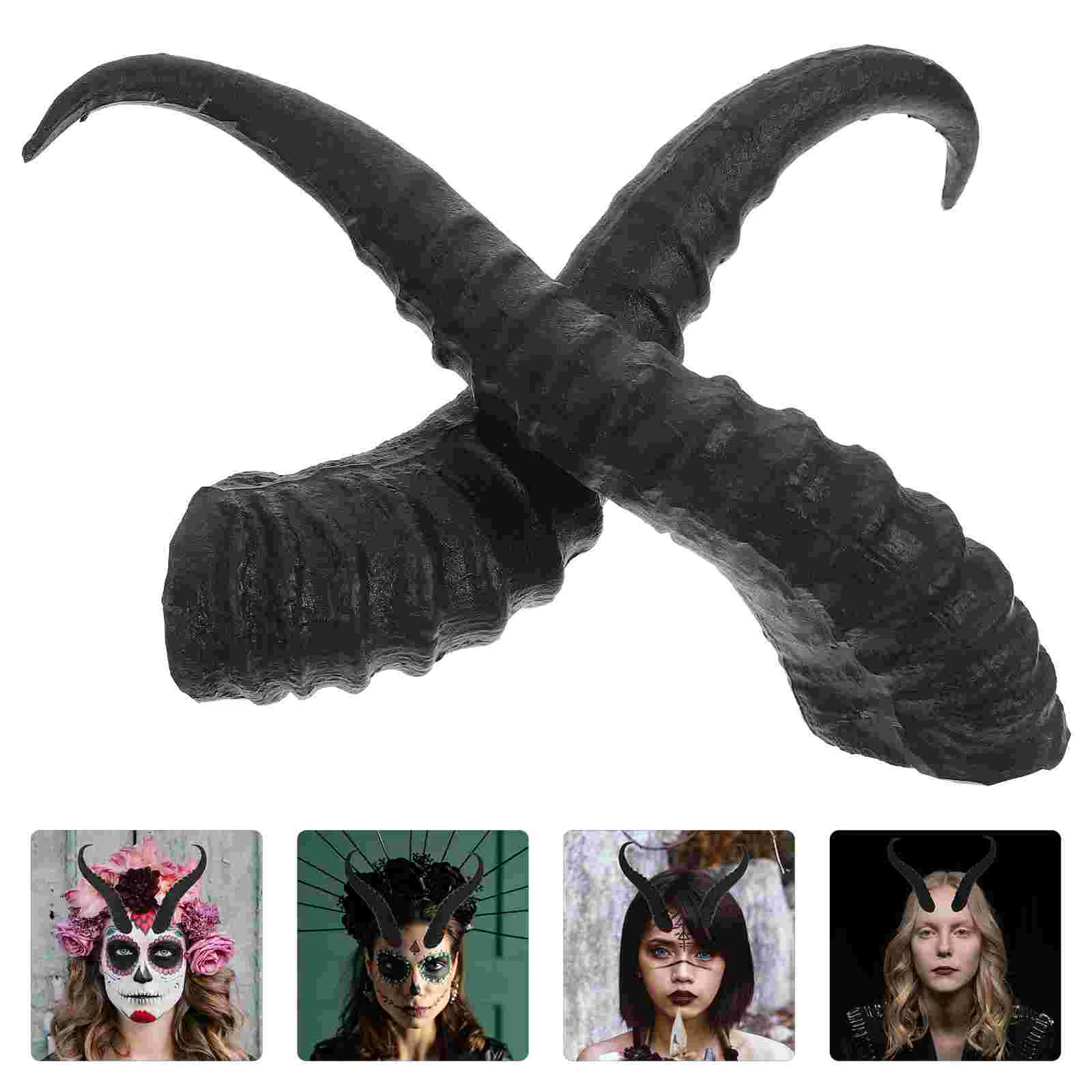 Diadema de cuernos de Sheephorn, accesorios de Aro para el cabello, tocado Artificial artesanal, Clips de Ram, accesorio de Cosplay, disfraz gótico, astas