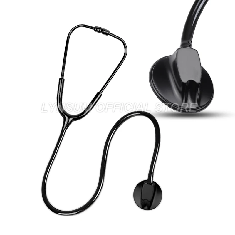 All Black Medical Cardiology Doctor Estetoscopio Professional Medical Heart Stethoscope Nurse Student Equipment Device