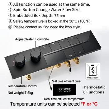 M Boenn ห้องน้ําสปา 6 ฟังก์ชั่นระบบโรงแรมคู่ถ่ายหัวฝักบัวสายฝนสมาร์ท Thermostatic ฝักบัวก๊อกน้ําชุด 2
