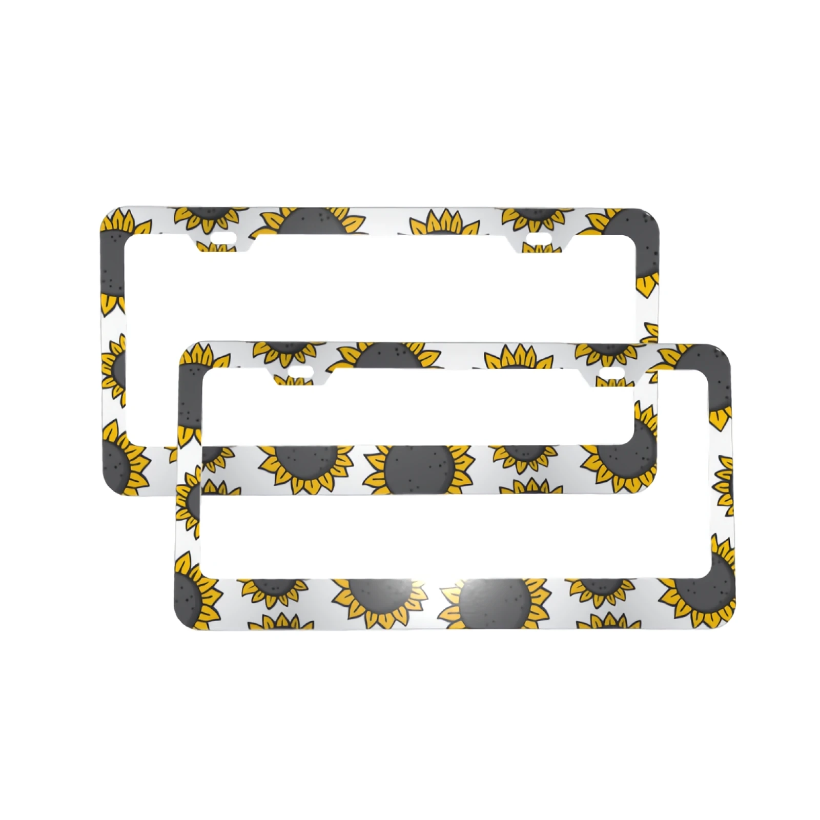 

Retro Sunflower License Plate Frames Set of 2 Aluminum Car Tag Covers Holders Auto Car Standard 12" x 6" with 2 Holes