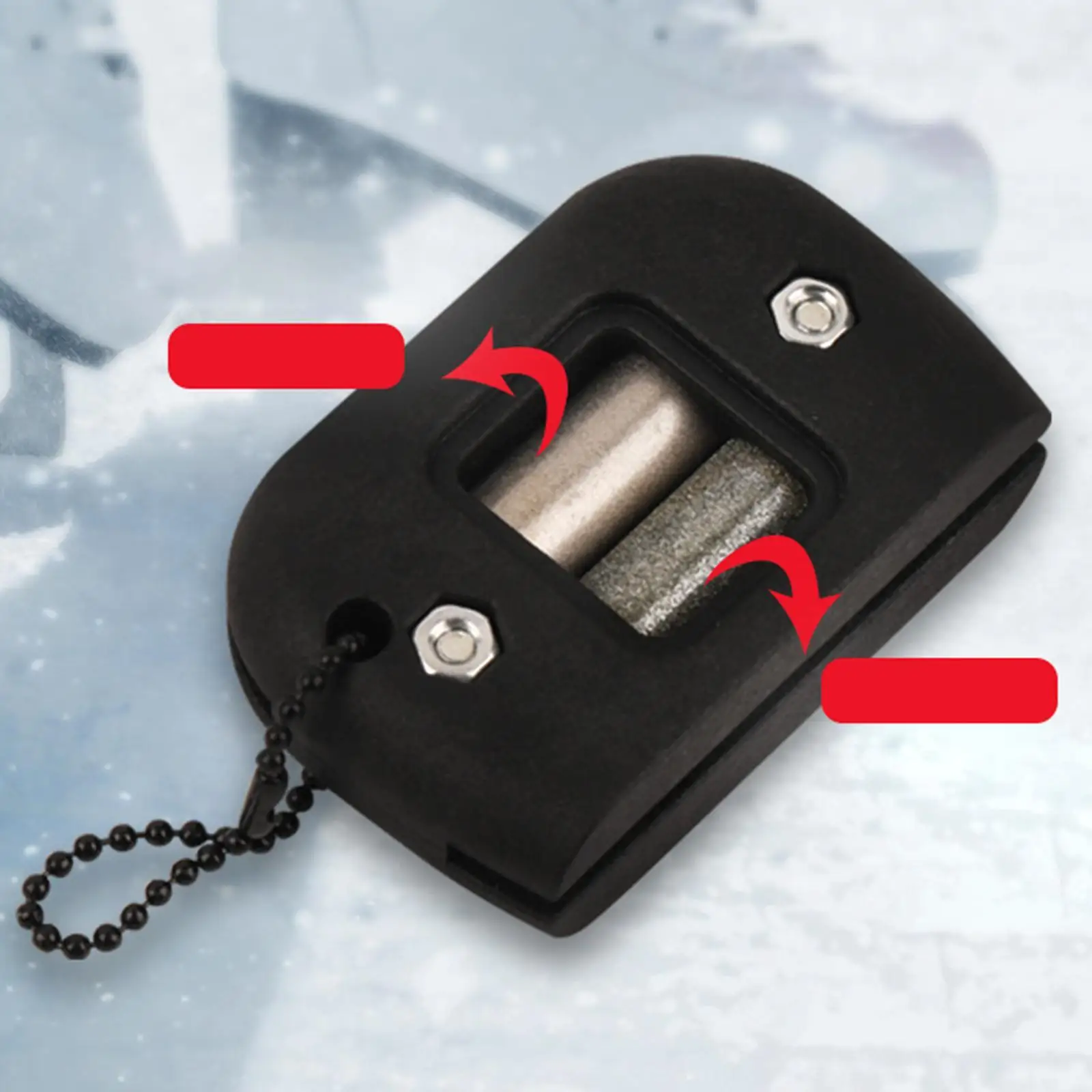 Ice Skate Sharpener Ice Skating Edge Blade Sharpener Professional Double Rods Manual Grindstone for Ice Hockey Skates (Black)