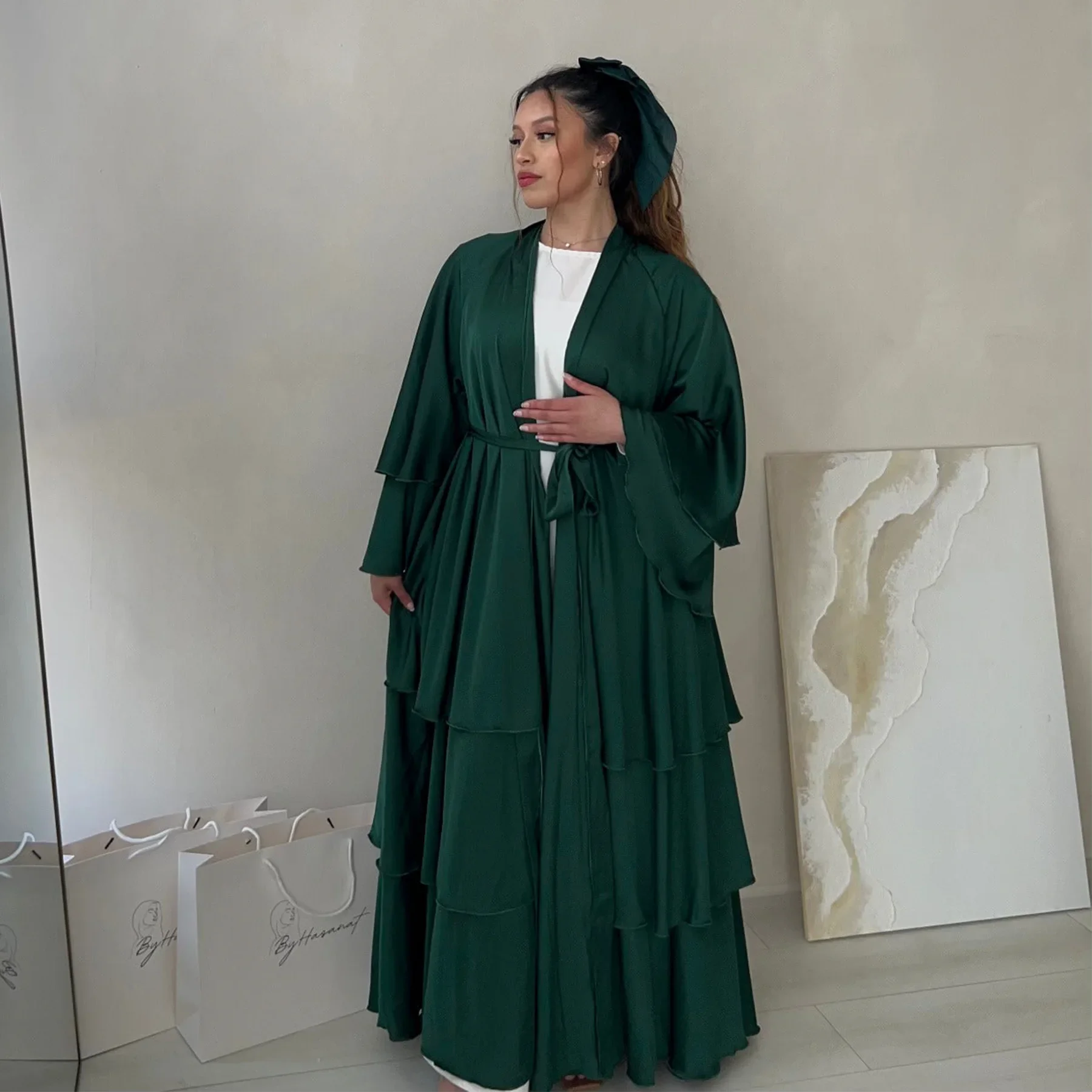 Satin Abaya Open Kimono Plain Muslim Hijab Dress Abayas for Women Dubai 2024 Turkey Kaftan Robe Ramadan Eid Islam Modest Clothes