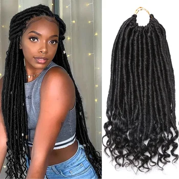 soft Faux Locs Crochet Hair Braids Synthetic Straight Goddess Locs with Curly Ends Dreadlocks Braiding Hair Extensions for Women 1