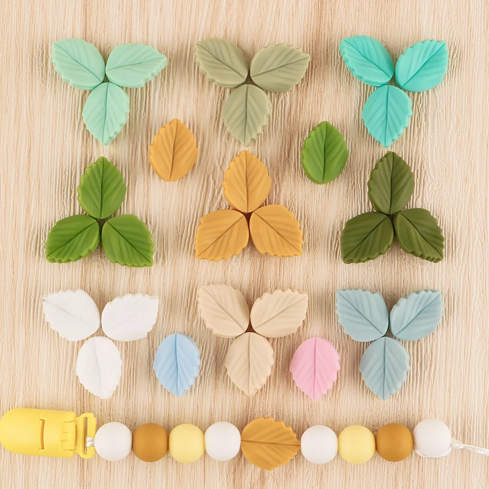 10/20pcs Mini Leaf Silicone Beads Jewelry Making Food Grade DIY Pacifier Chain Necklace Accessories Make Bracelets silicone beads