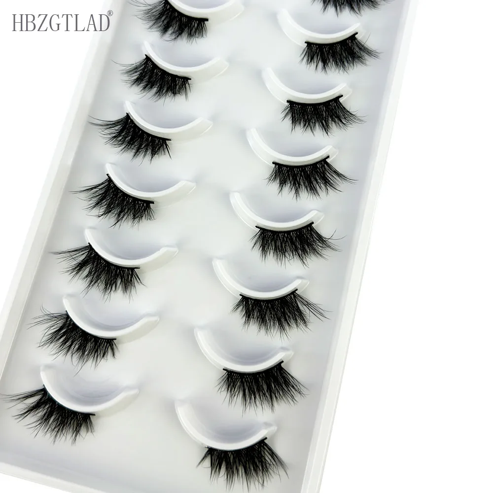 

10 Pairs Half Lashes Cat Eye Natural 3D Mink Lashes Wispy Natural Crisscross False Eyelash Halves Fake Eyelash Extension Makeup