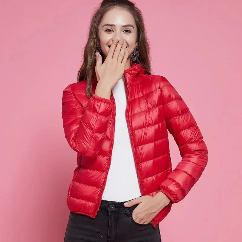 Korean Cheap Duck Down Jacket Female 2022 New Thin Short Ultra Light White Puffer Coat 5XL 6XL 7XL Winter Coats For Women