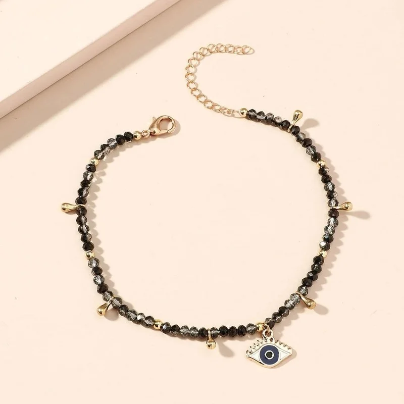 2022 Black White Red Mixex Color Beaded Anklets For Women Summer Holidays Beach Foot Jewelry Evil Eye Ankle Bracelet On the Leg