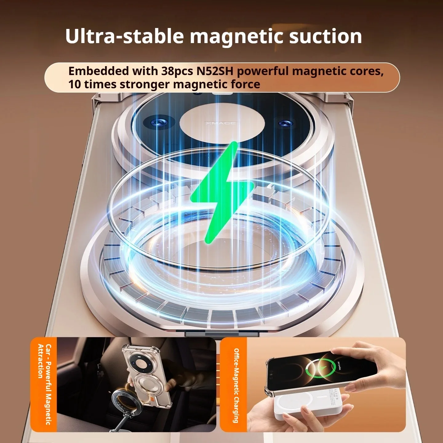 Eary Metal Phone Case with 360° Rotation Magnetic Kickstand and Shockproof Bumper