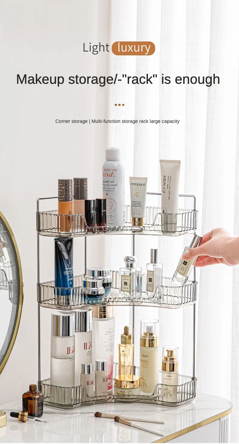 Corner Rack For Bathroom Vertical Washstand Large Capacity 3-layer Skincare Organizer  Perfume And Fragrance Shelt 4