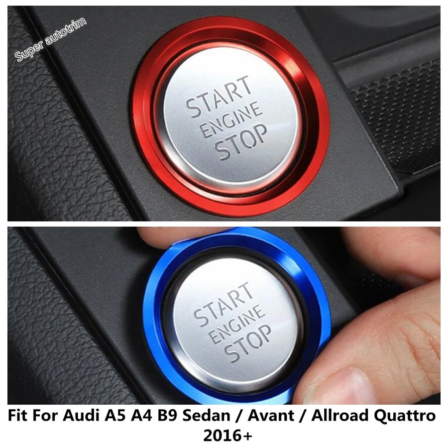 

Engine Start Stop Ring Keyless System Button Cover Trim For Audi A4 B9 A5 Sedan / Avant / Allroad Quattro 2016 - 2020 Accessory
