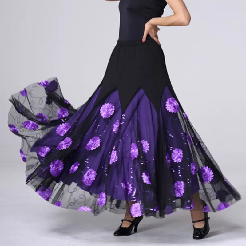 Womens Modern dance skirt show ballroom dance swing skirt waltz