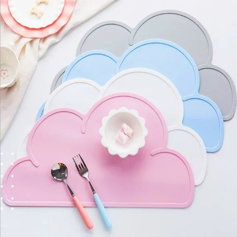 Cloud Shape Silicone Table Pad Placemat Food Grade Kid Plate Mat Waterproof Heat Insulation Mat Kitchen Gadget Easy Cleaning Mat