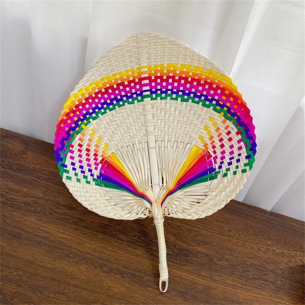 Handmade Straw Woven Fans Craft Summer Cooling Fan Bamboo Palm Leaf Hand-woven Hand Fan Home Wedding Decoration