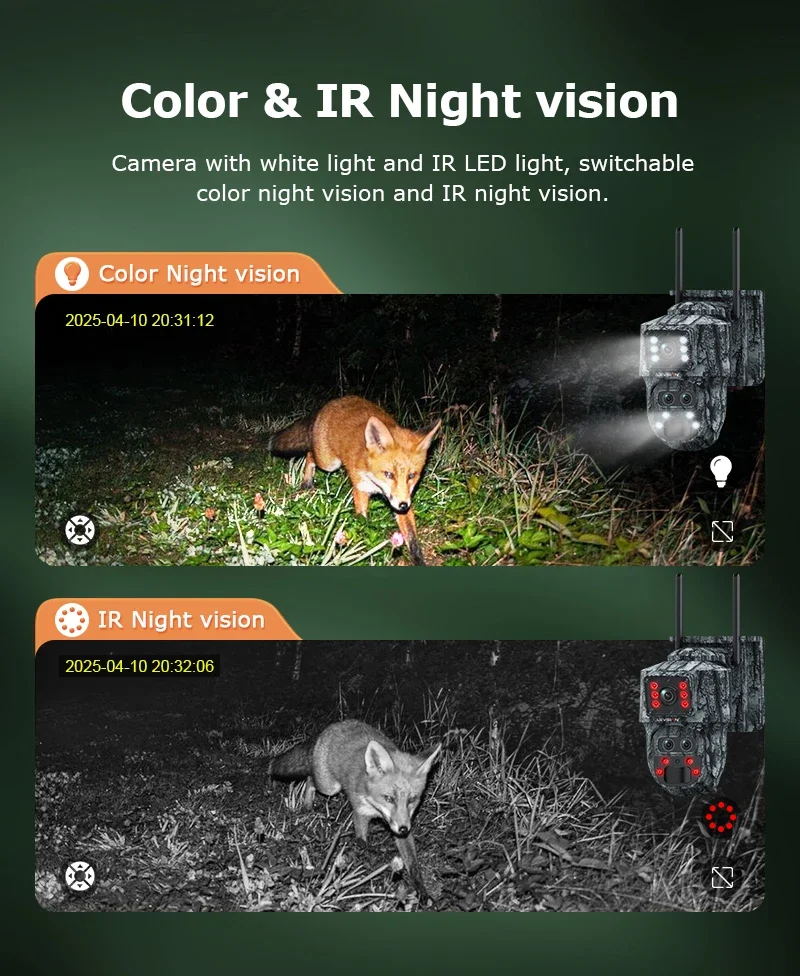 12MP 4G LTE Solar Camera 15X Zoom Wireless Outdoor Security Trail Cameras Dual P