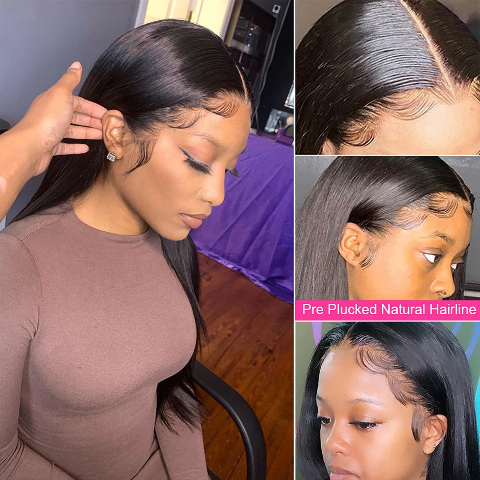 13x4 HD Lace Frontal Wig Straight Transparent Human Hair Lace Front Wig Bleached Knots 4x4 Lace Wigs Pre Plucked  With Baby Hair