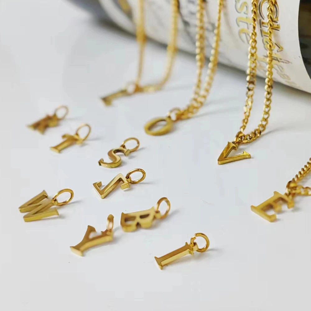 women Stainless Steel Initial name Necklace golden A-Z Letter charms  Pendant Necklace jewelry Gift free shipping items women