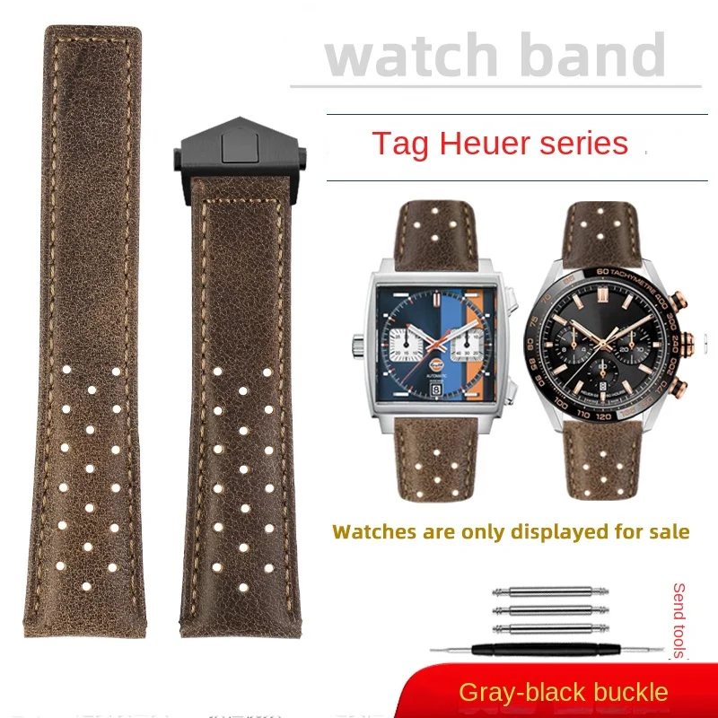 Premium 22mm Breathable Cowhide Leather Men's Watch Strap