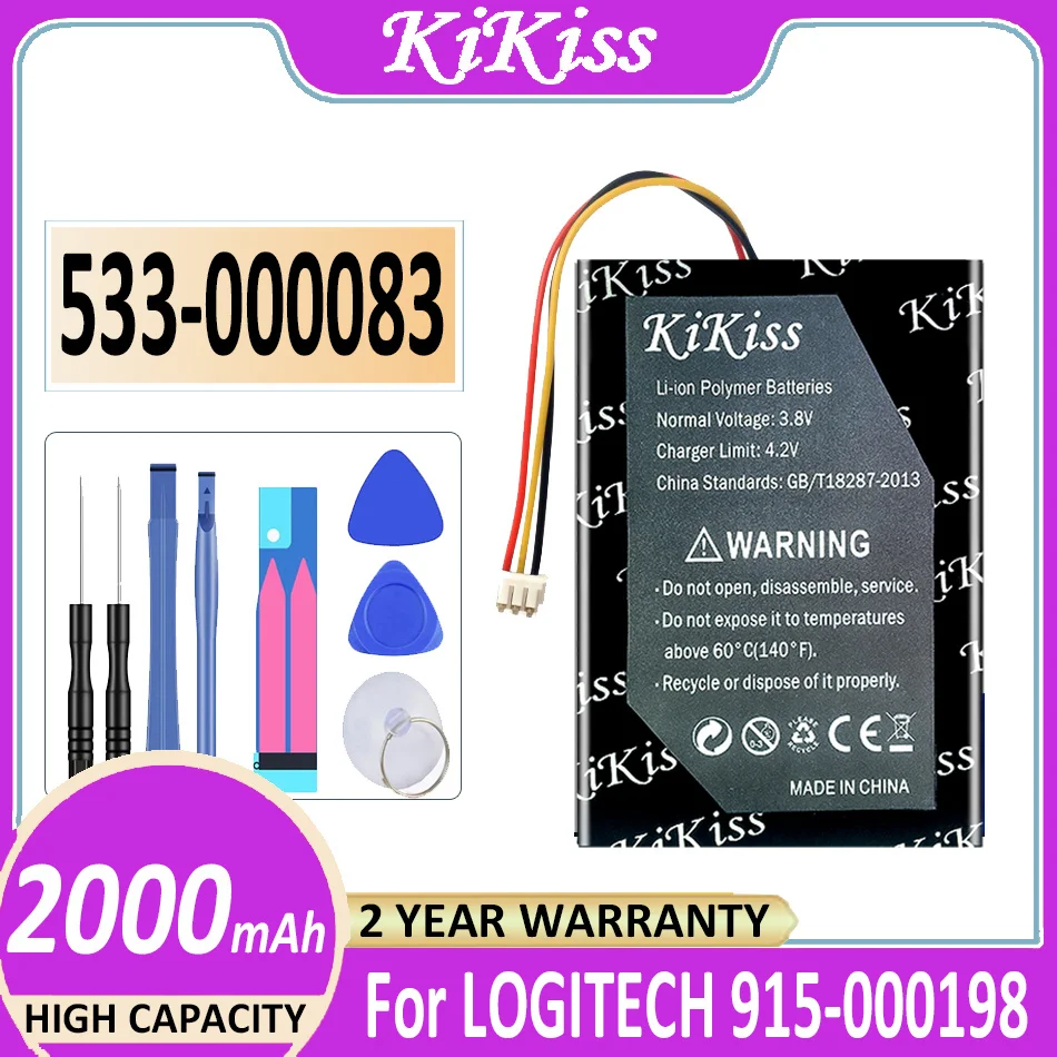 Batteria Kikiss 533-000083/533-000084 2000Mah Per Logitech/Harmony/Touch Harmony/Ultimate One 1209 915-000198 Bateria